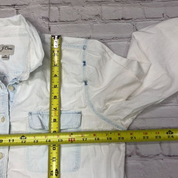 J Crew Women Bleached-out chambray Shirt Blouse Top Size 14 Cotton B239 -2 - Picture 4 of 16